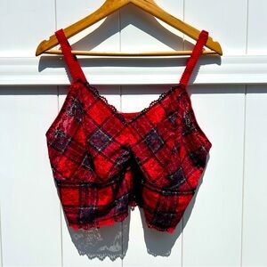 Torrid Curve Red Tartan Plaid Lace Bralette | Size 3 | NWOT